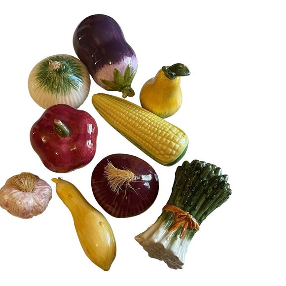 Unbranded Accents Vintage Ceramic Vegetables Onions Garlic Asparagus Apple Corn Squash